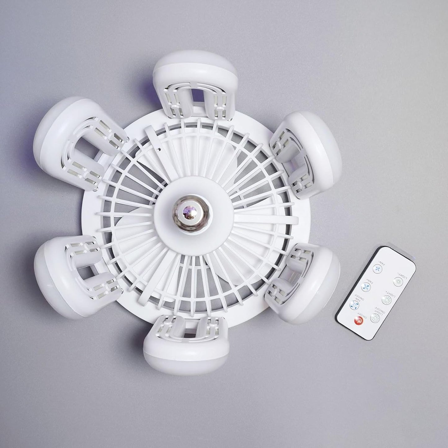 🌀 Folding LED Fan Light | 6 Blades · Remote Dimming · Battery Powered 💡