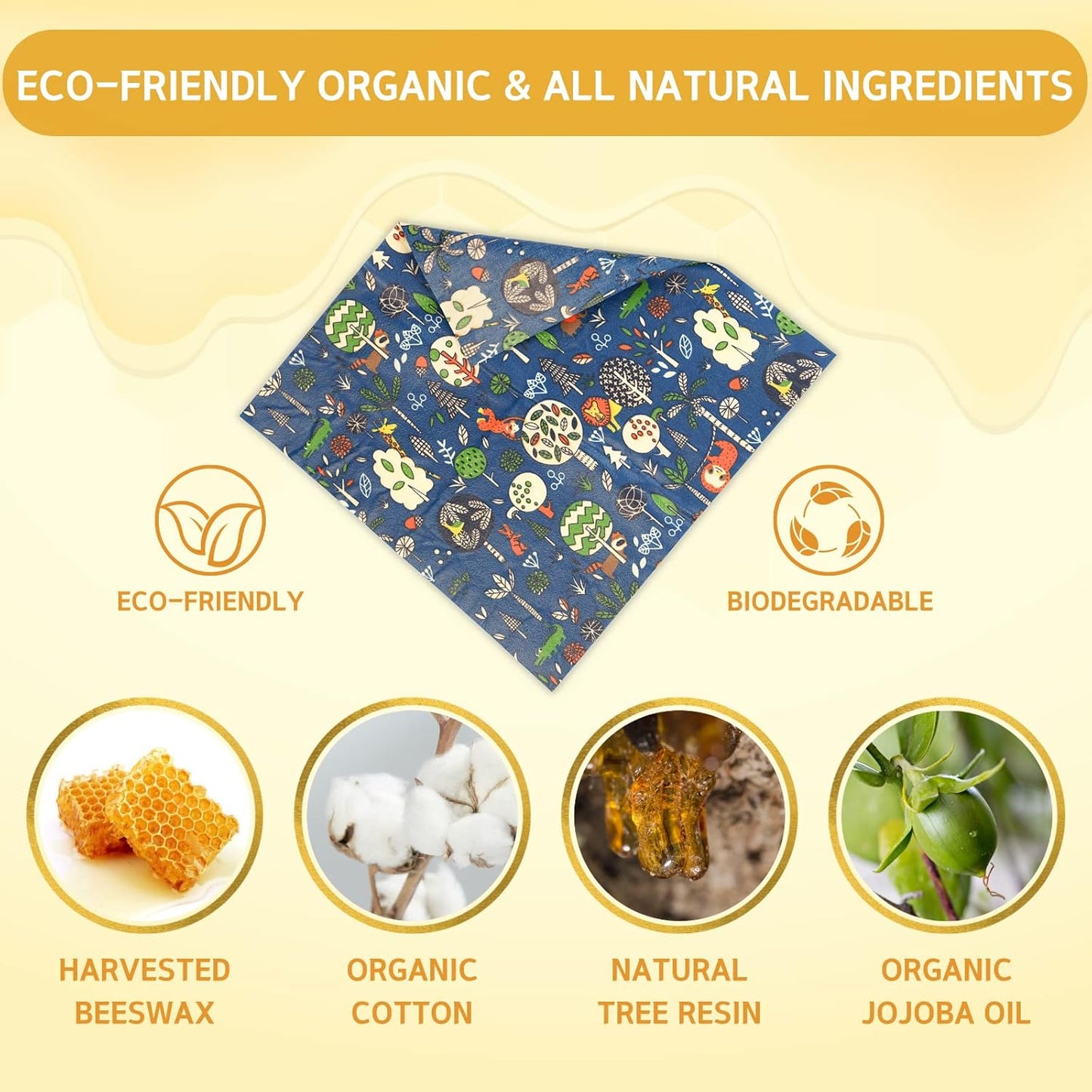🐝 Reusable Beeswax Food Wrap Set | Organic · Washable · Plastic-Free Kitchen Essential 🌿