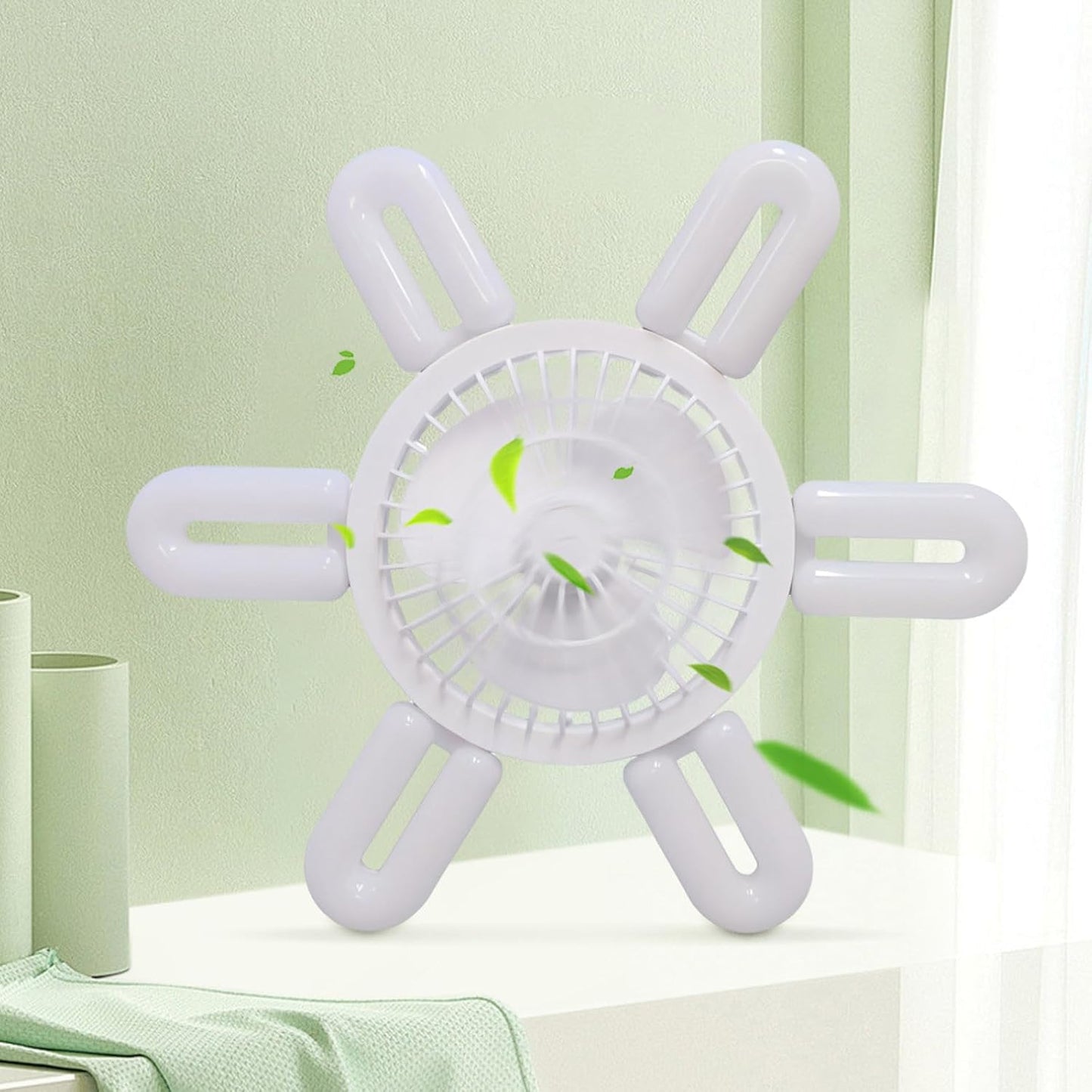 🌀 Folding LED Fan Light | 6 Blades · Remote Dimming · Battery Powered 💡
