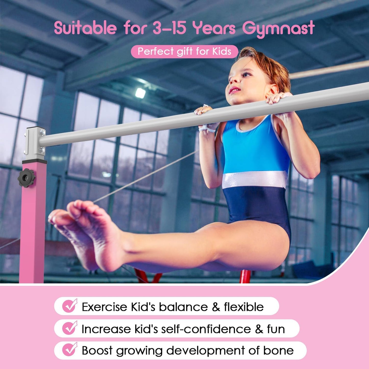 🤸♂️Kids Gymnastics Bar with Mat💪