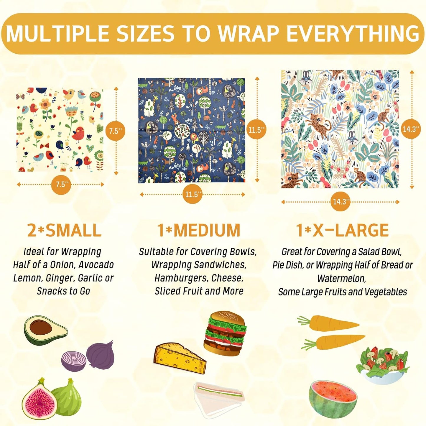🐝 Reusable Beeswax Food Wrap Set | Organic · Washable · Plastic-Free Kitchen Essential 🌿