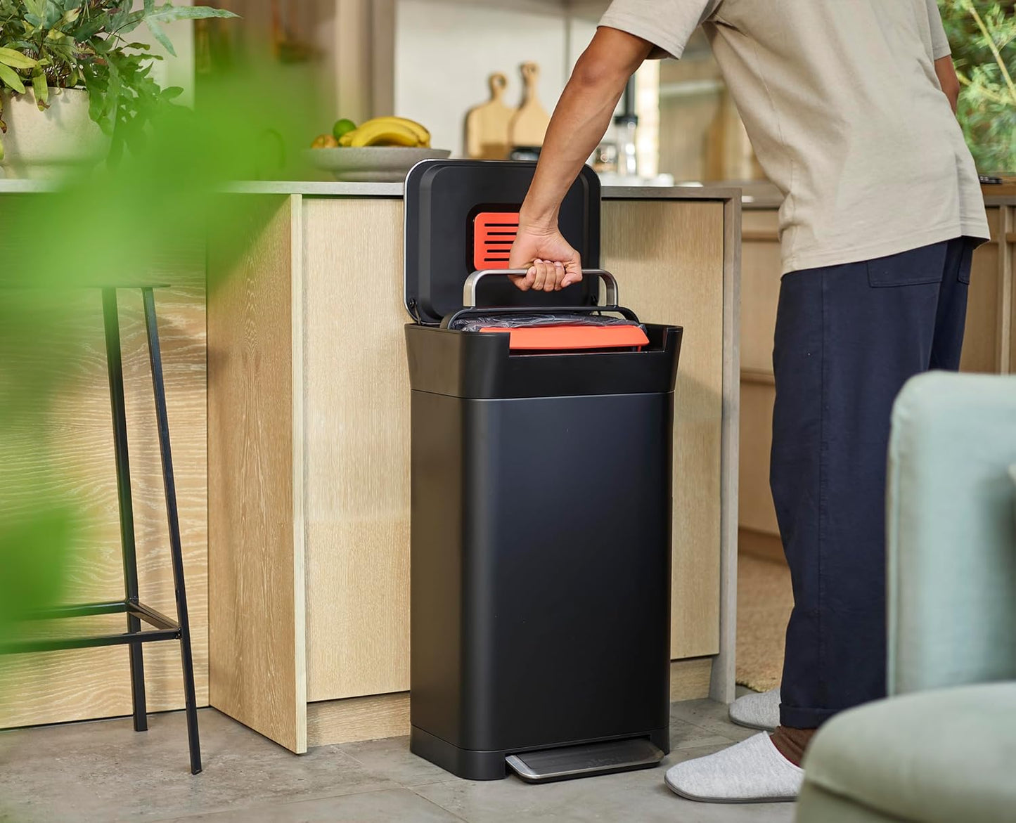 🗑30L Manual Compaction Trash Bin|More Capacity, Less Hassle
