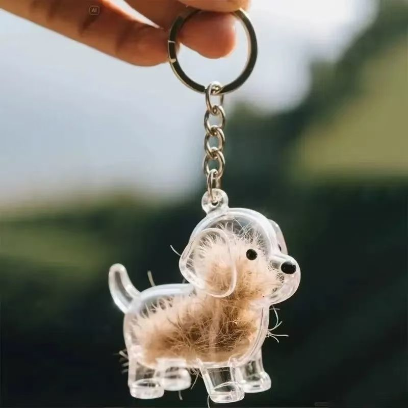 🐶 Pet Memorial Resin Keychain | Dog-Shaped Keepsake · Hair Compartment · Always With You 🔑