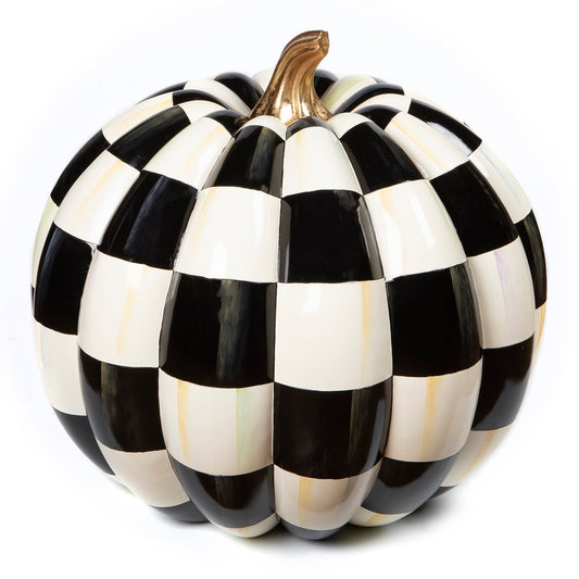 🎃Black & White Striped Resin Pumpkin Décor