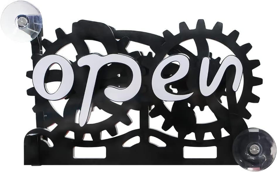 🏷️ Mechanical Open/Closed Sign | Gear Handle Switch · 3-Way Placement · Eye-Catching & Fun 💡