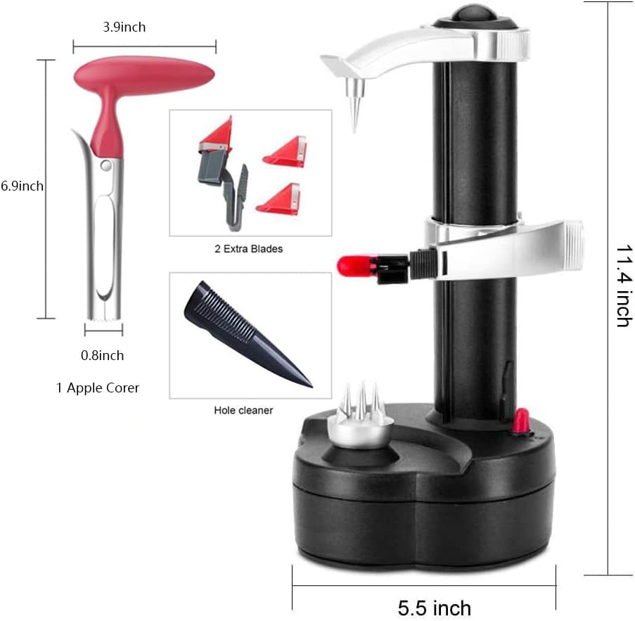 🍎 Electric Vegetable Peeler & Apple Corer | 2-in-1 Design · Hands-Free Peeling · Dual Power Supply ⚡