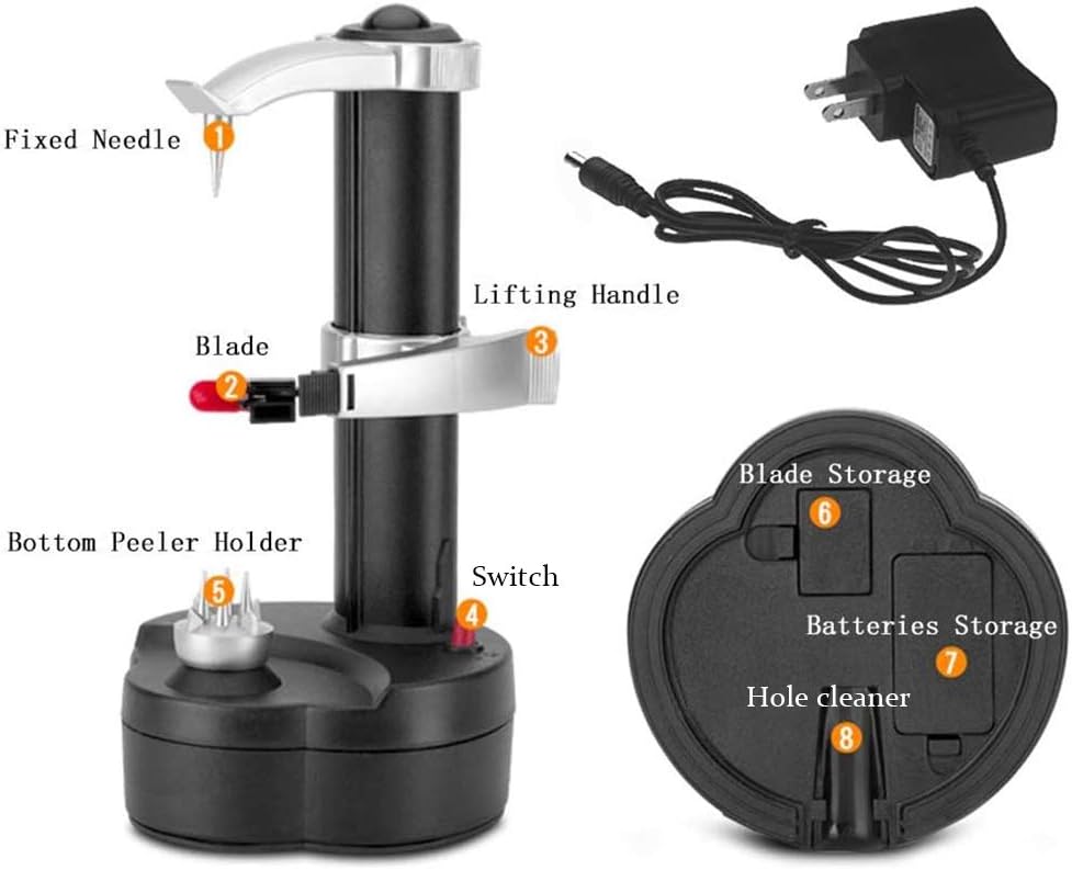 🍎 Electric Vegetable Peeler & Apple Corer | 2-in-1 Design · Hands-Free Peeling · Dual Power Supply ⚡