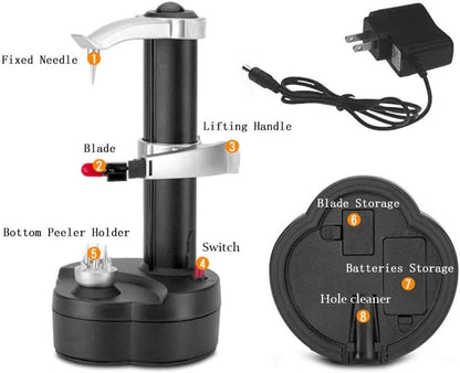 🍎 Electric Vegetable Peeler & Apple Corer | 2-in-1 Design · Hands-Free Peeling · Dual Power Supply ⚡