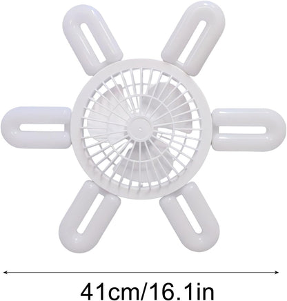 🌀 Folding LED Fan Light | 6 Blades · Remote Dimming · Battery Powered 💡