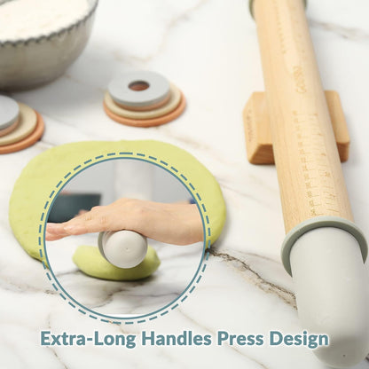 🍪 Adjustable Teak Wood Rolling Pin | Precise, Durable & Easy to Use 🍞