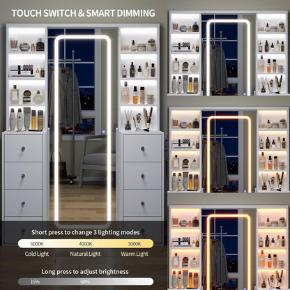 LED Vanity with Mirror, Lights & Storage