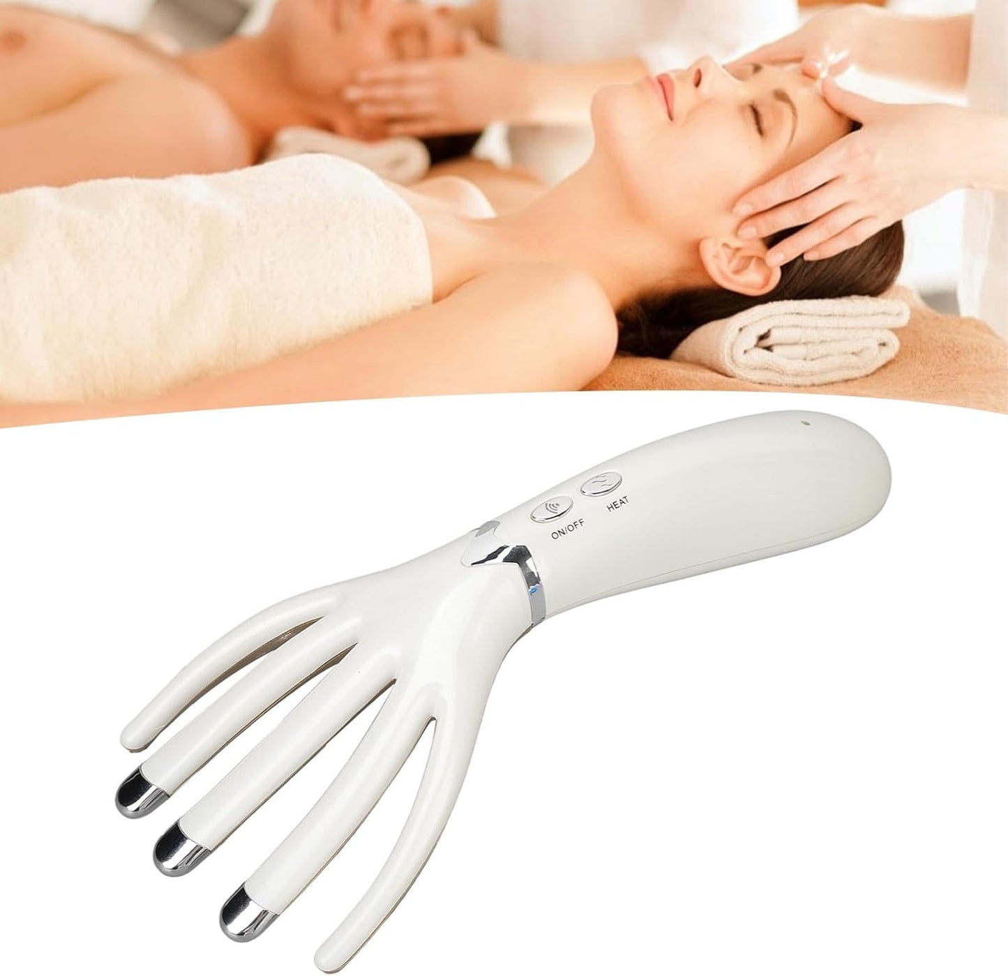 💆 Electric Scalp Massager | 5 Vibrating Fingers · Heat Therapy · Cordless Design 🔋