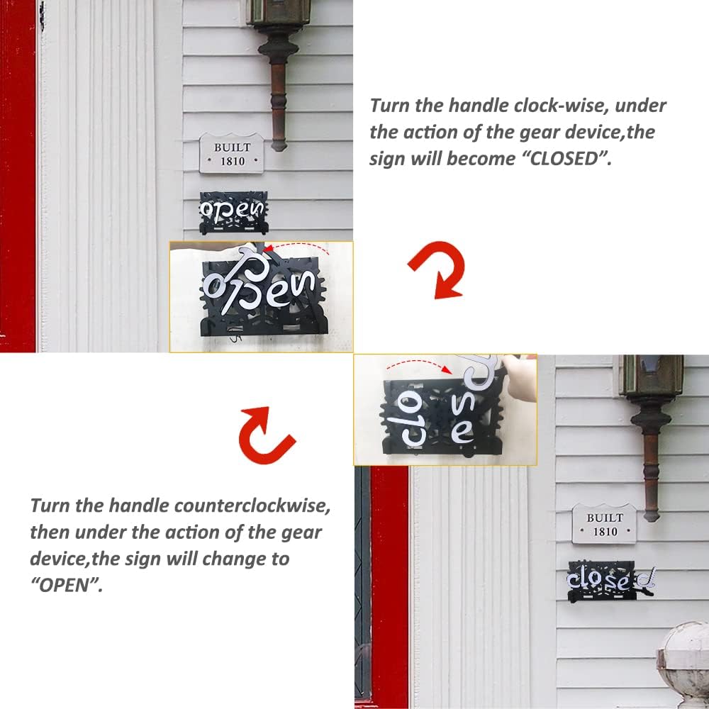 🏷️ Mechanical Open/Closed Sign | Gear Handle Switch · 3-Way Placement · Eye-Catching & Fun 💡