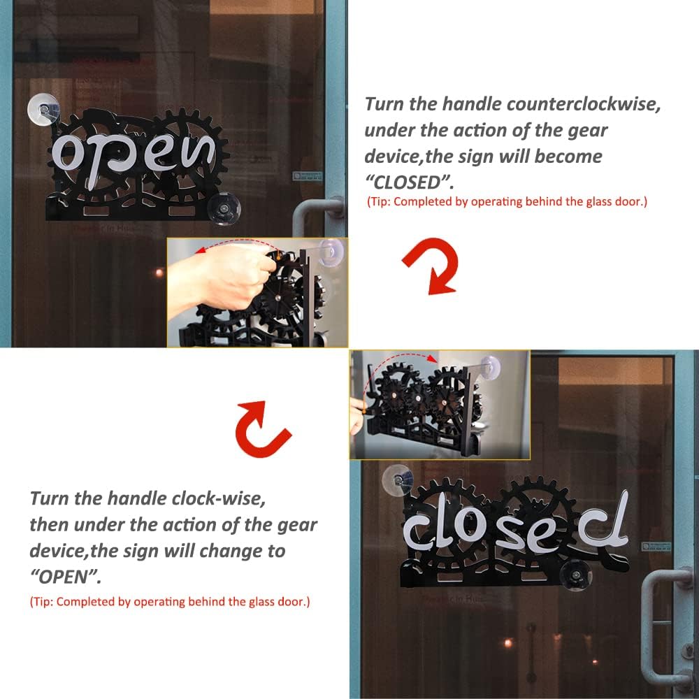 🏷️ Mechanical Open/Closed Sign | Gear Handle Switch · 3-Way Placement · Eye-Catching & Fun 💡