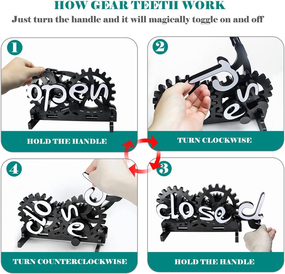 🏷️ Mechanical Open/Closed Sign | Gear Handle Switch · 3-Way Placement · Eye-Catching & Fun 💡