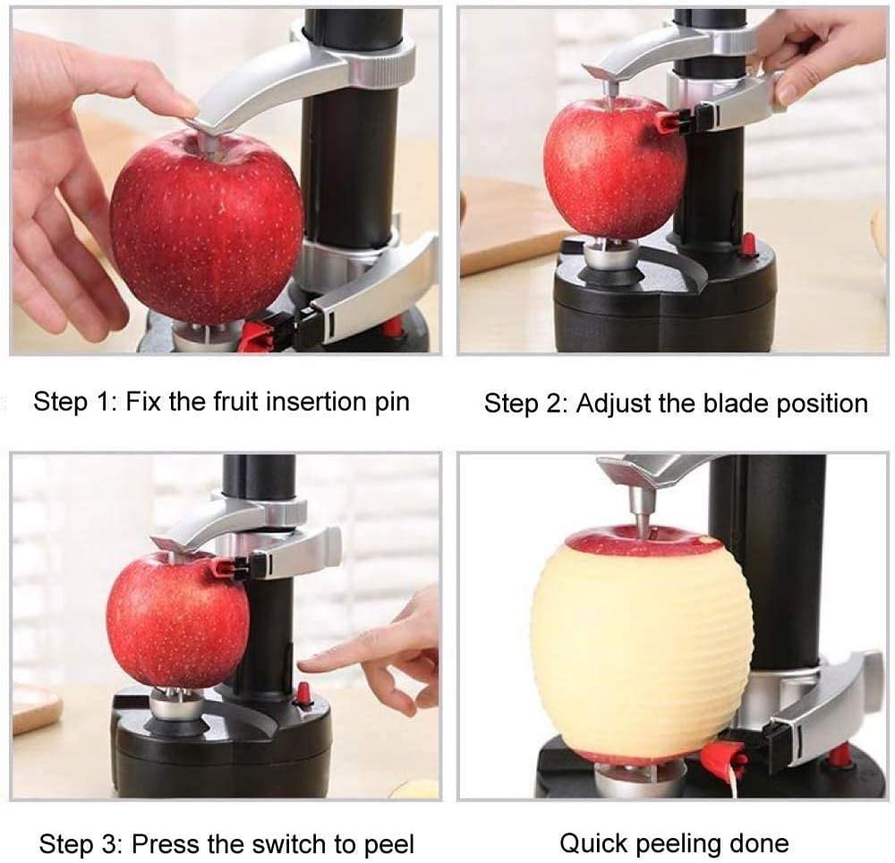🍎 Electric Vegetable Peeler & Apple Corer | 2-in-1 Design · Hands-Free Peeling · Dual Power Supply ⚡