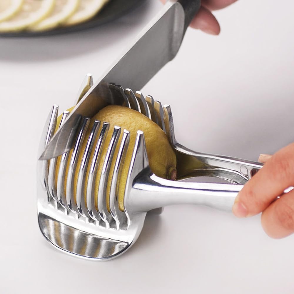 🍋 Lemon & Tomato Slicer Tongs | Aluminum Body · No-Slip Grip · Dishwasher Safe 🔪