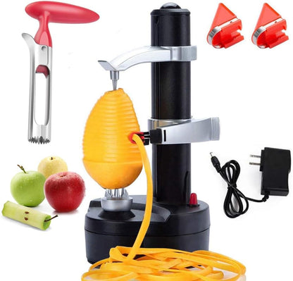 🍎 Electric Vegetable Peeler & Apple Corer | 2-in-1 Design · Hands-Free Peeling · Dual Power Supply ⚡