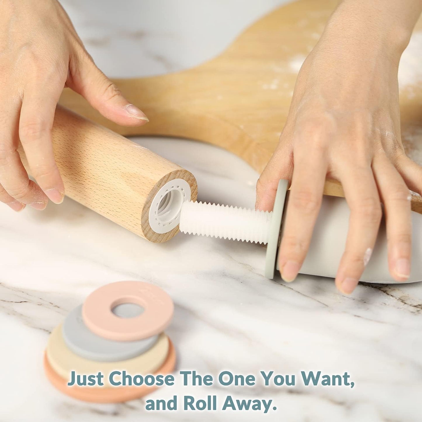 🍪 Adjustable Teak Wood Rolling Pin | Precise, Durable & Easy to Use 🍞