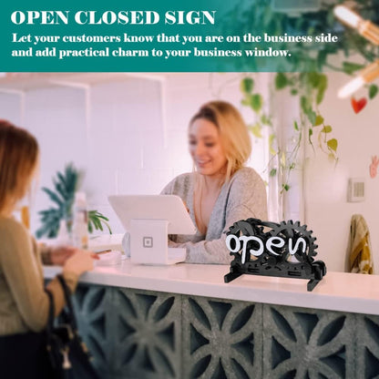 🏷️ Mechanical Open/Closed Sign | Gear Handle Switch · 3-Way Placement · Eye-Catching & Fun 💡