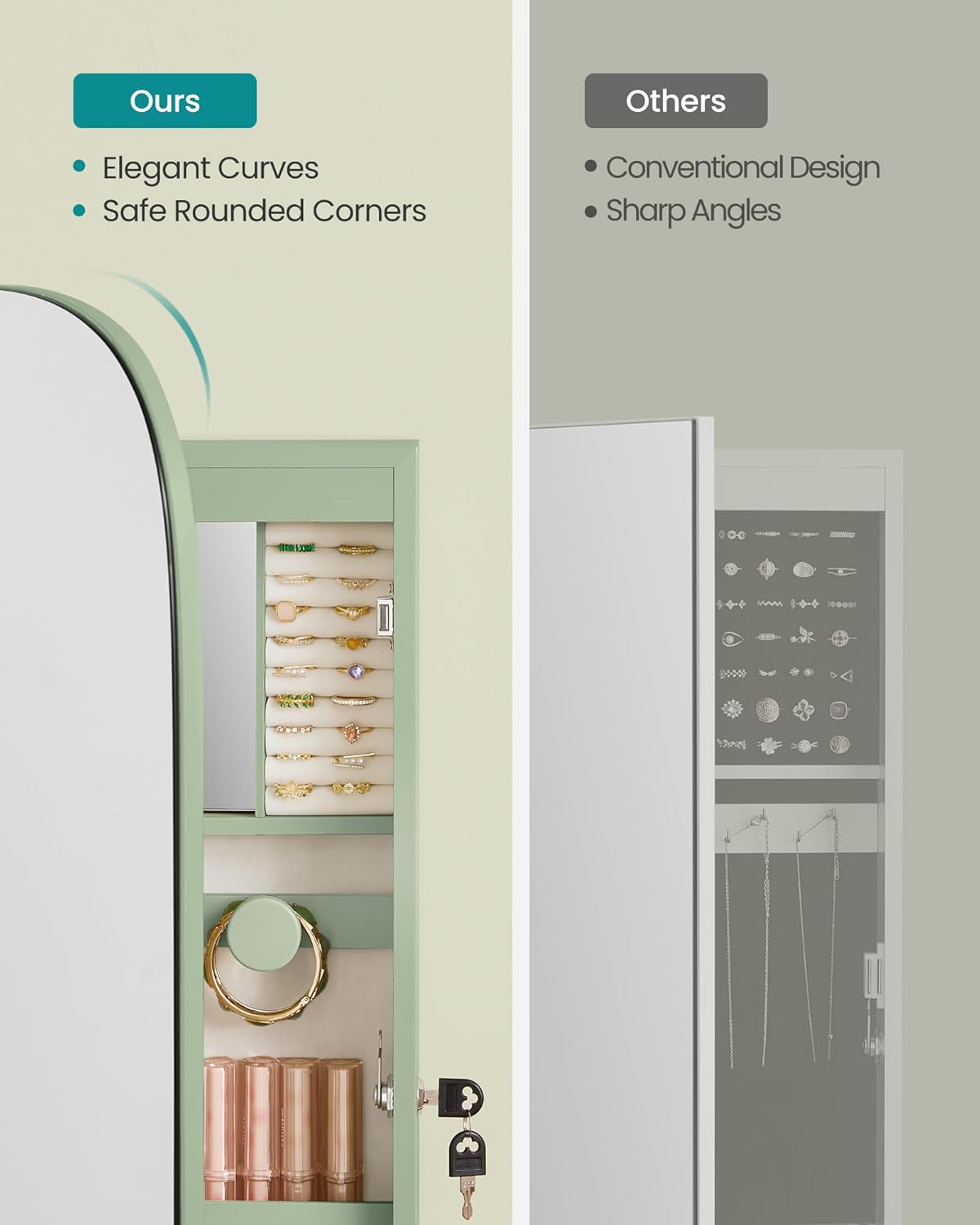🎁Full-Length Mirror Storage Cabinet—Wall-Mounted Jewelry & Makeup Organizer