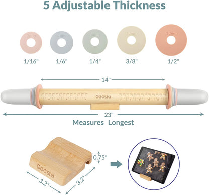 🍪 Adjustable Teak Wood Rolling Pin | Precise, Durable & Easy to Use 🍞
