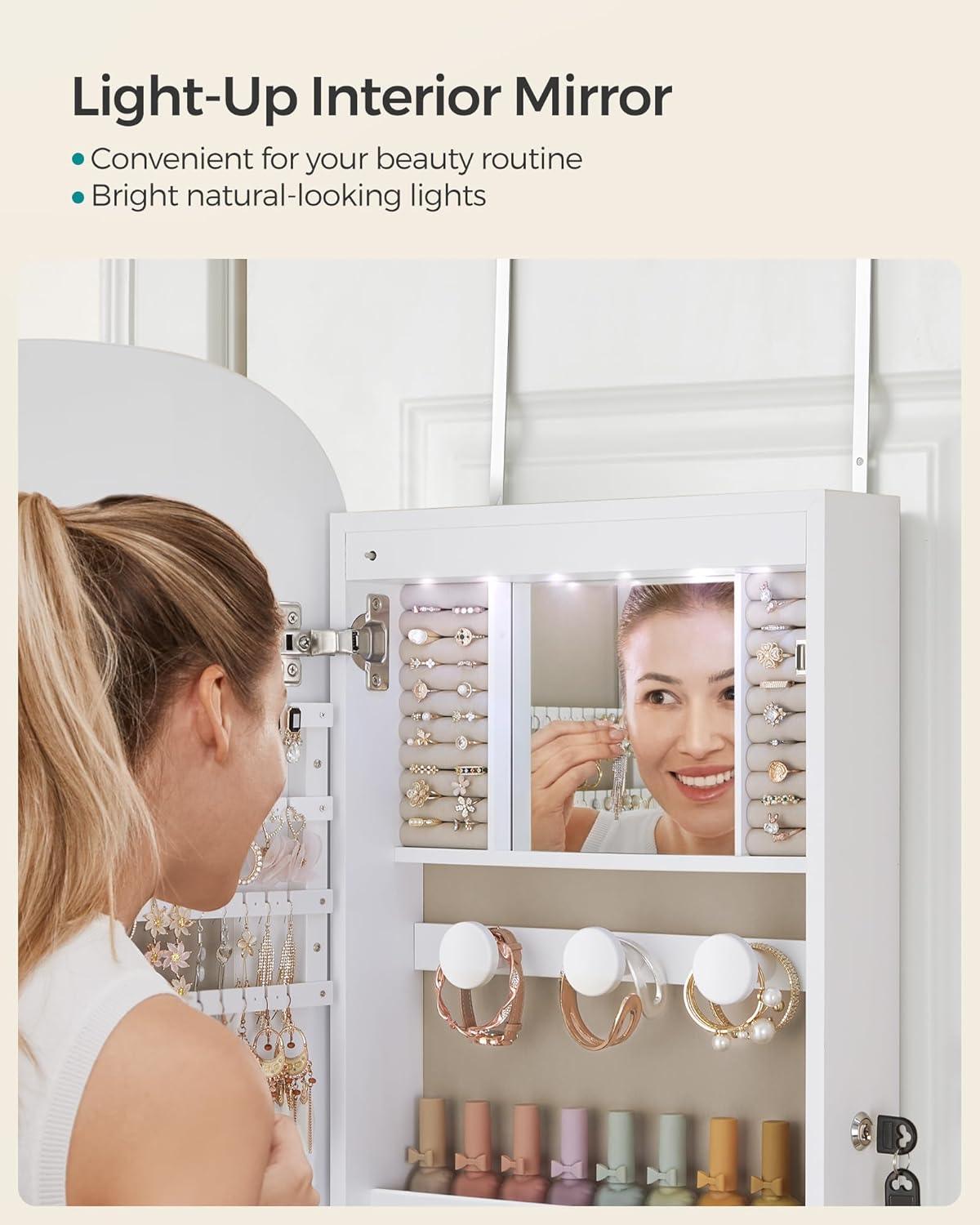 🎁Full-Length Mirror Storage Cabinet—Wall-Mounted Jewelry & Makeup Organizer