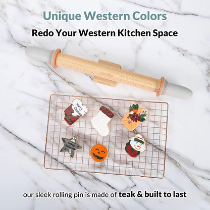 🍪 Adjustable Teak Wood Rolling Pin | Precise, Durable & Easy to Use 🍞