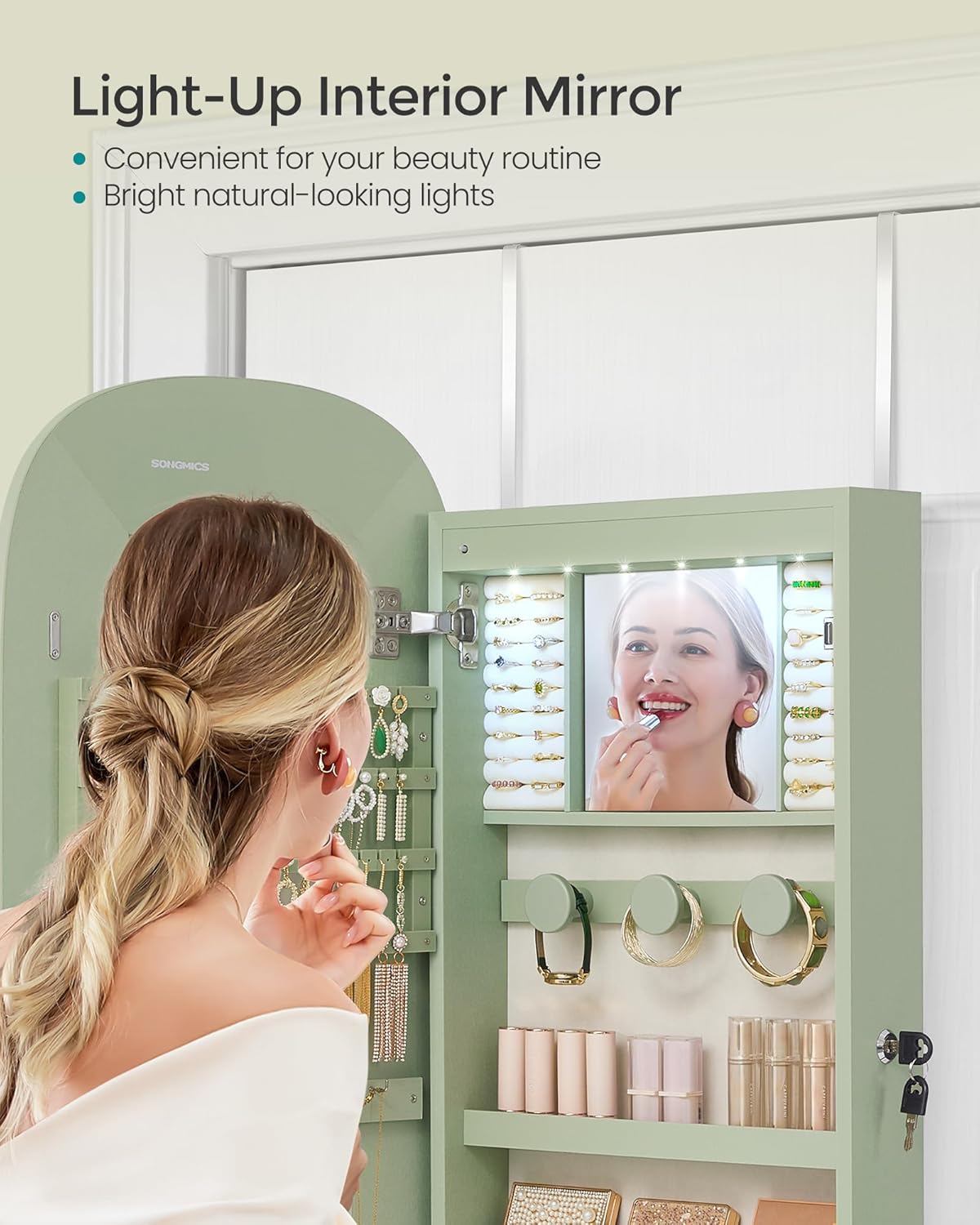 🎁Full-Length Mirror Storage Cabinet—Wall-Mounted Jewelry & Makeup Organizer