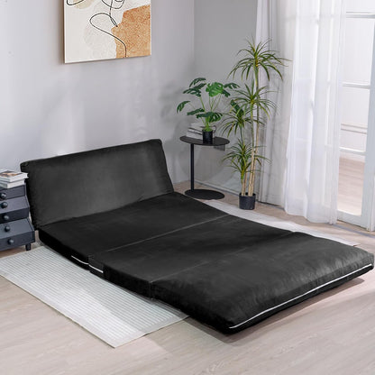 3-in-1 Folding Sofa Bed with Pillow, Memory Foam Bean Bag Chair, Large Convertible Couch for Adults Play Together, Bedroom, Living Room, Apartment(Beige)