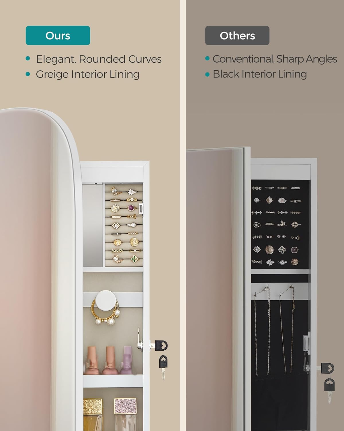 🎁Full-Length Mirror Storage Cabinet—Wall-Mounted Jewelry & Makeup Organizer