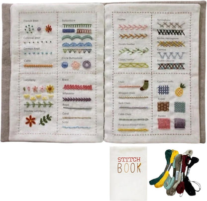 🧵 Embroidery Stitch Book Kit | 86–106 Stitches · Linen Fabric · Beginner-Friendly 🎨