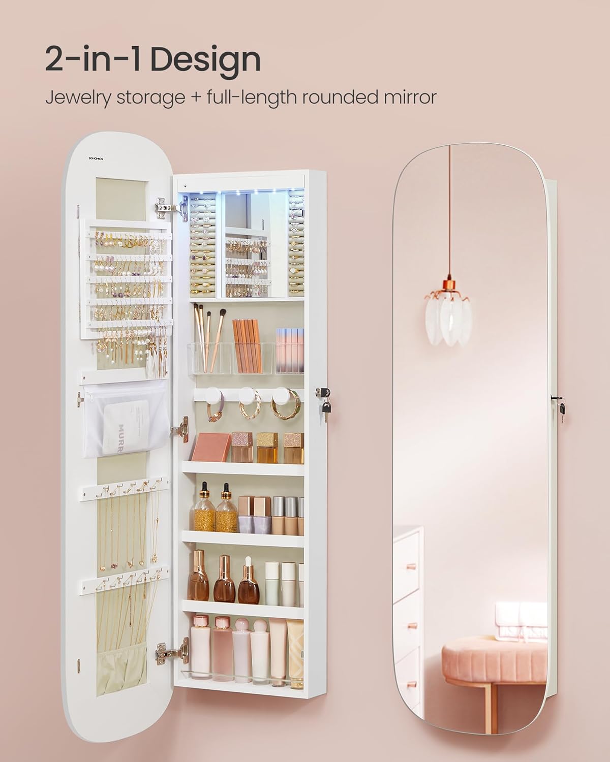 🎁Full-Length Mirror Storage Cabinet—Wall-Mounted Jewelry & Makeup Organizer