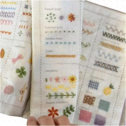 🧵 Embroidery Stitch Book Kit | 86–106 Stitches · Linen Fabric · Beginner-Friendly 🎨