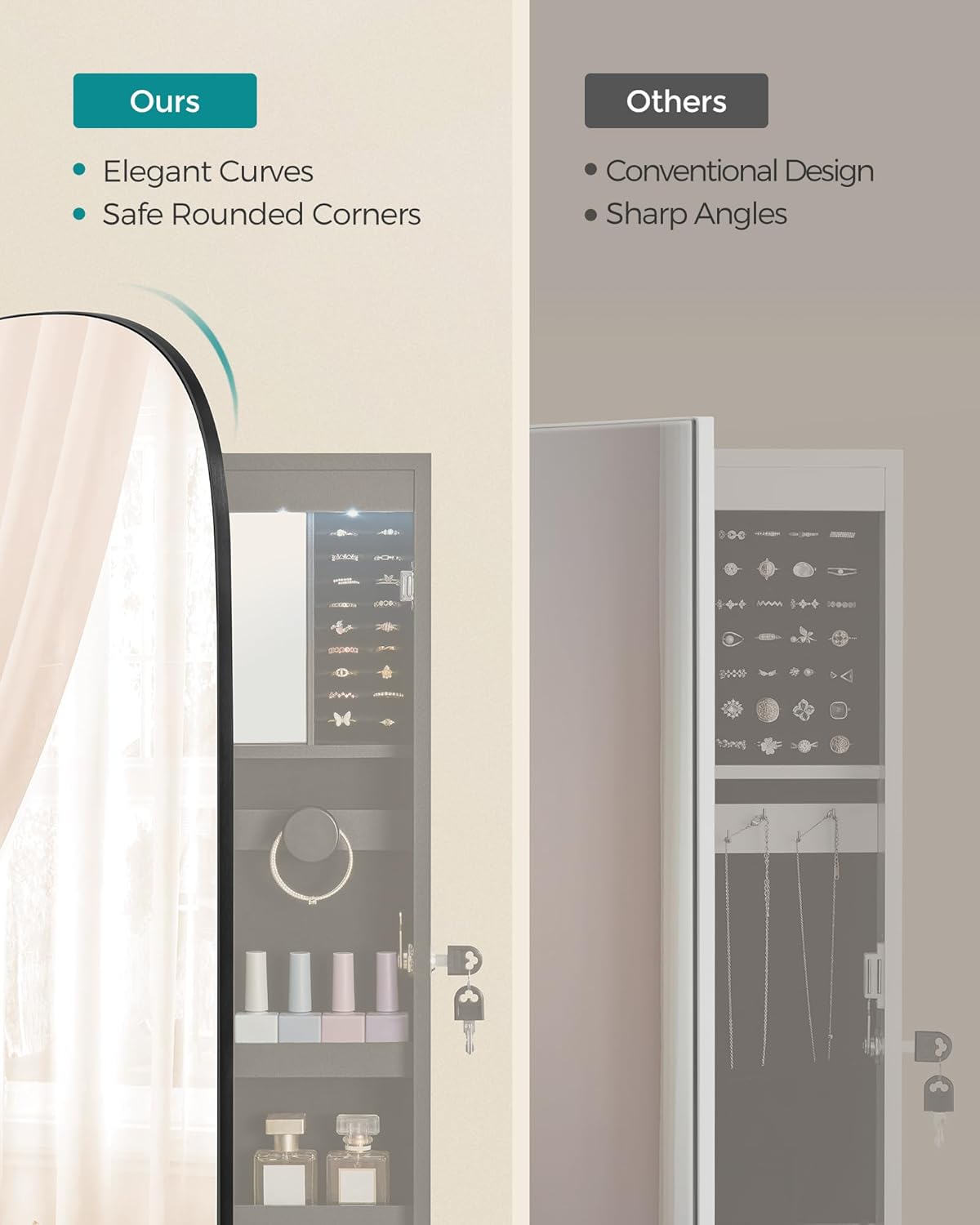 🎁Full-Length Mirror Storage Cabinet—Wall-Mounted Jewelry & Makeup Organizer