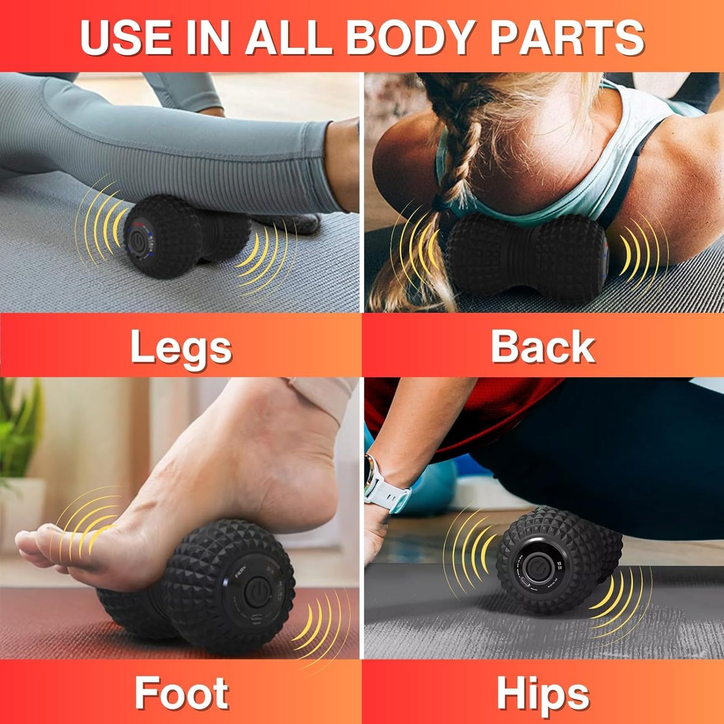💪 Vibrating Peanut Massage Ball | 4 Intensity Modes · Full-Body Relief · Portable & Rechargeable 🔋