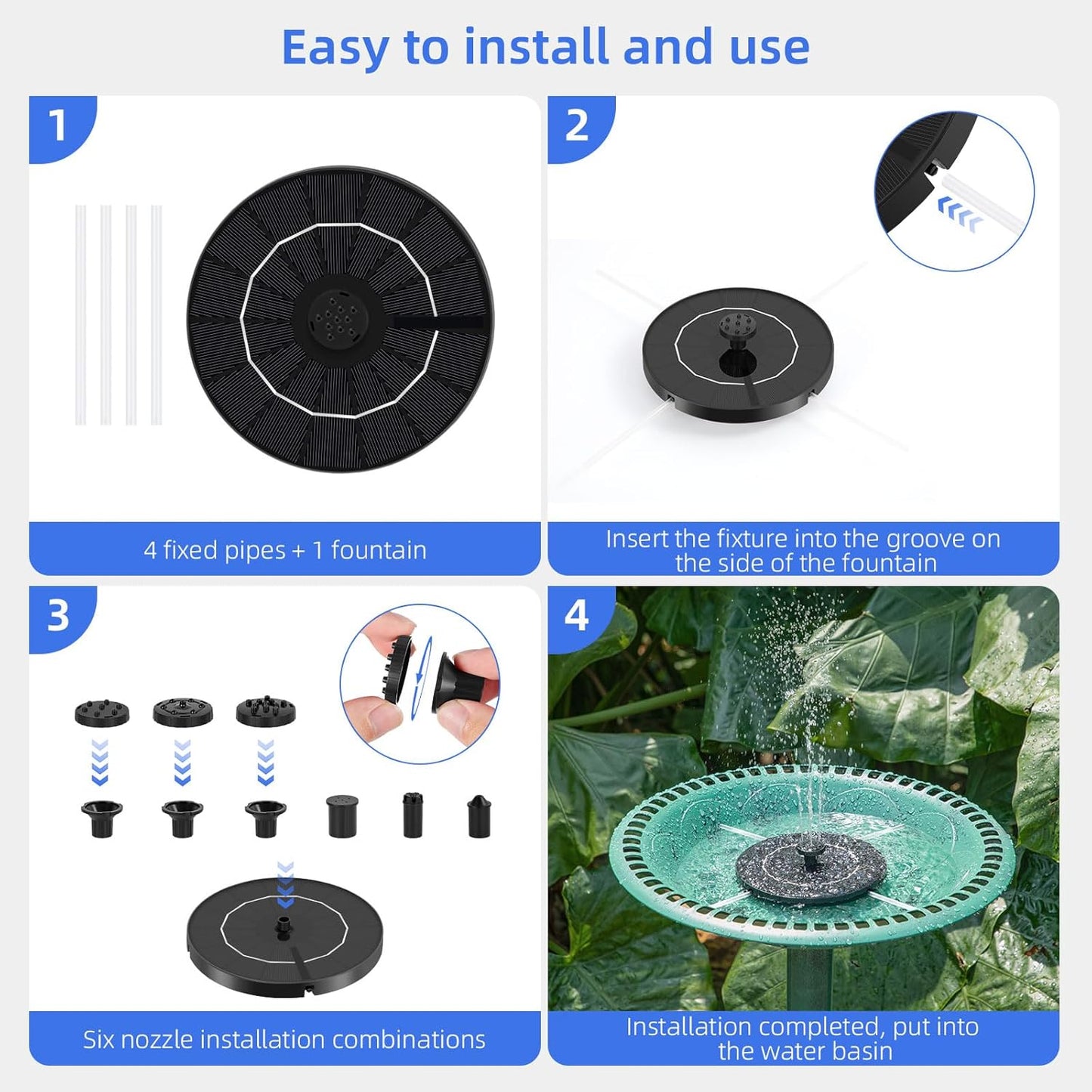 Solar Fountain Pump for Bird Bath