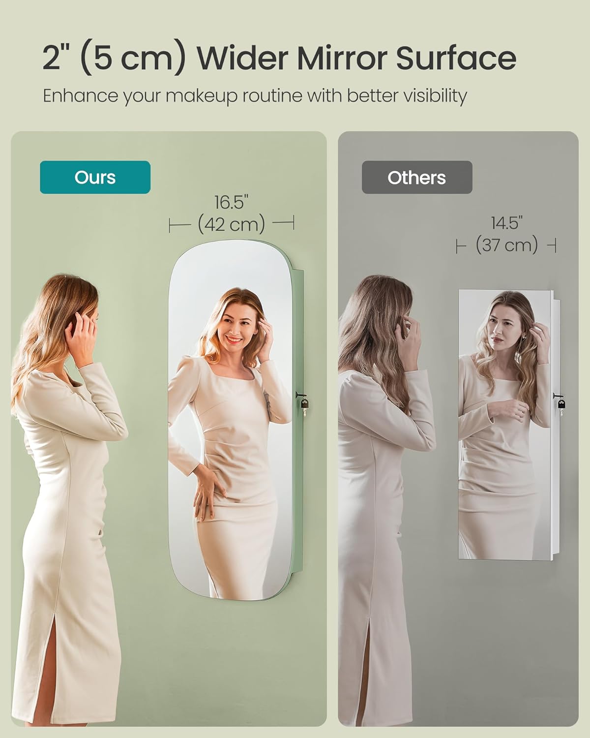 🎁Full-Length Mirror Storage Cabinet—Wall-Mounted Jewelry & Makeup Organizer