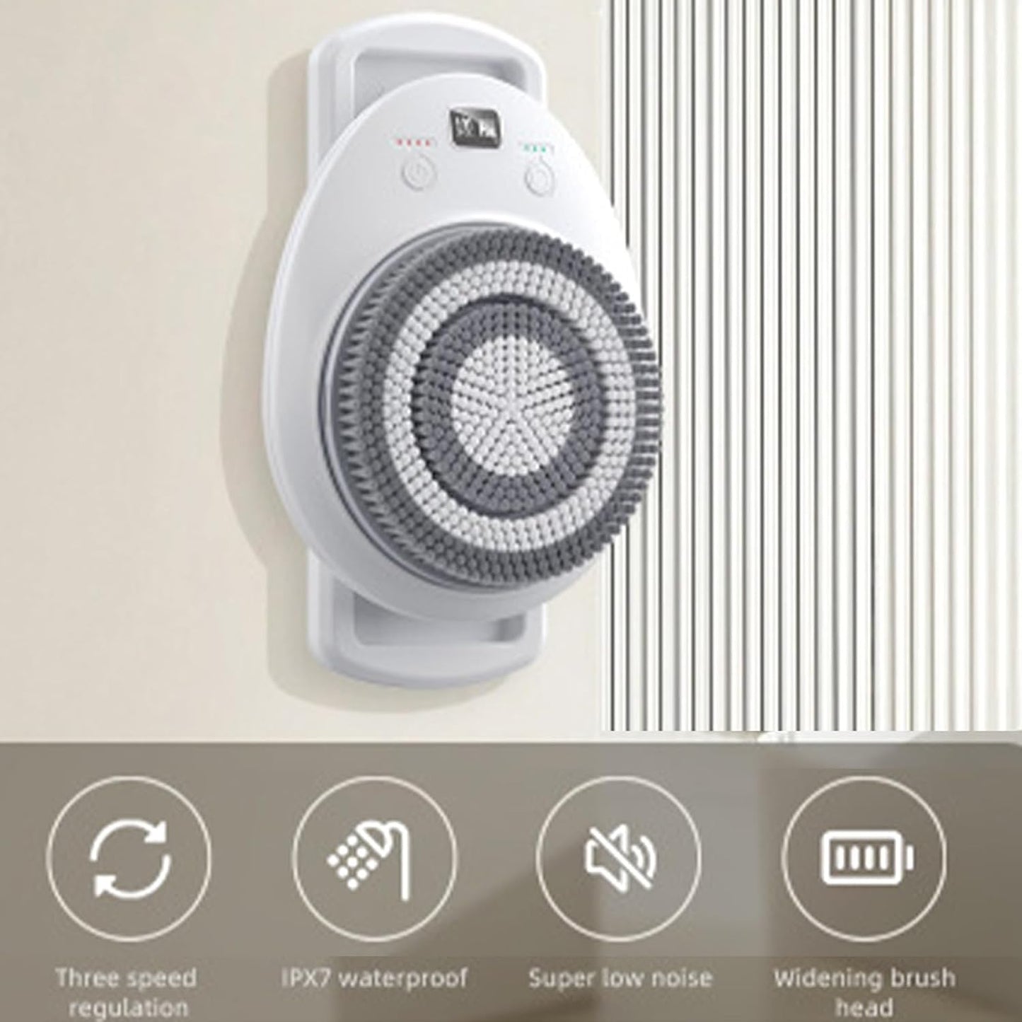 Wall-Mounted Electric Shower Brush– 360° Rotating Exfoliating Brush with Rechargeable Power