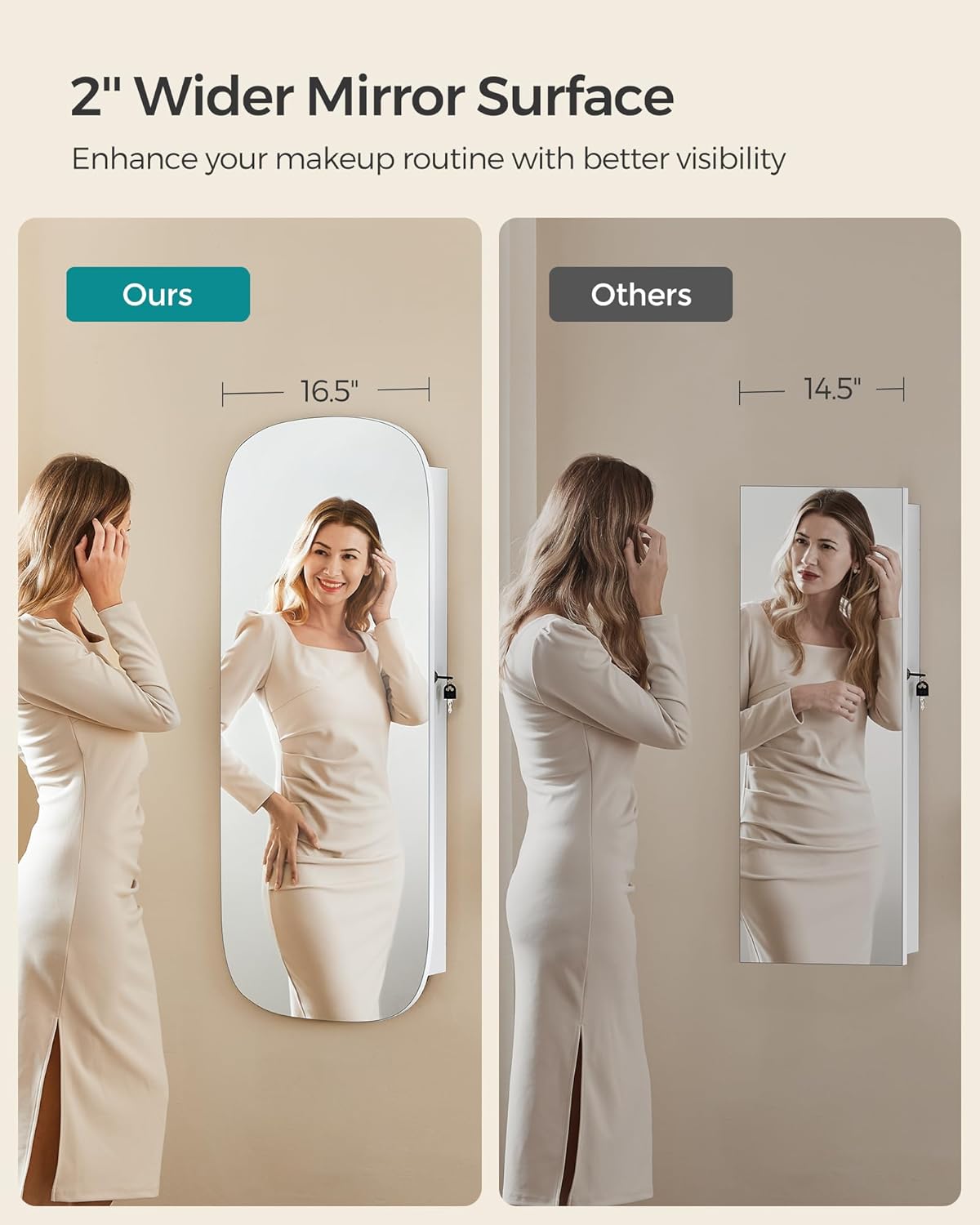 🎁Full-Length Mirror Storage Cabinet—Wall-Mounted Jewelry & Makeup Organizer