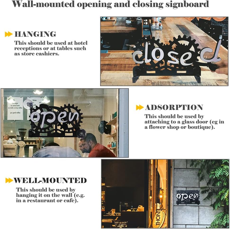 🏷️ Mechanical Open/Closed Sign | Gear Handle Switch · 3-Way Placement · Eye-Catching & Fun 💡