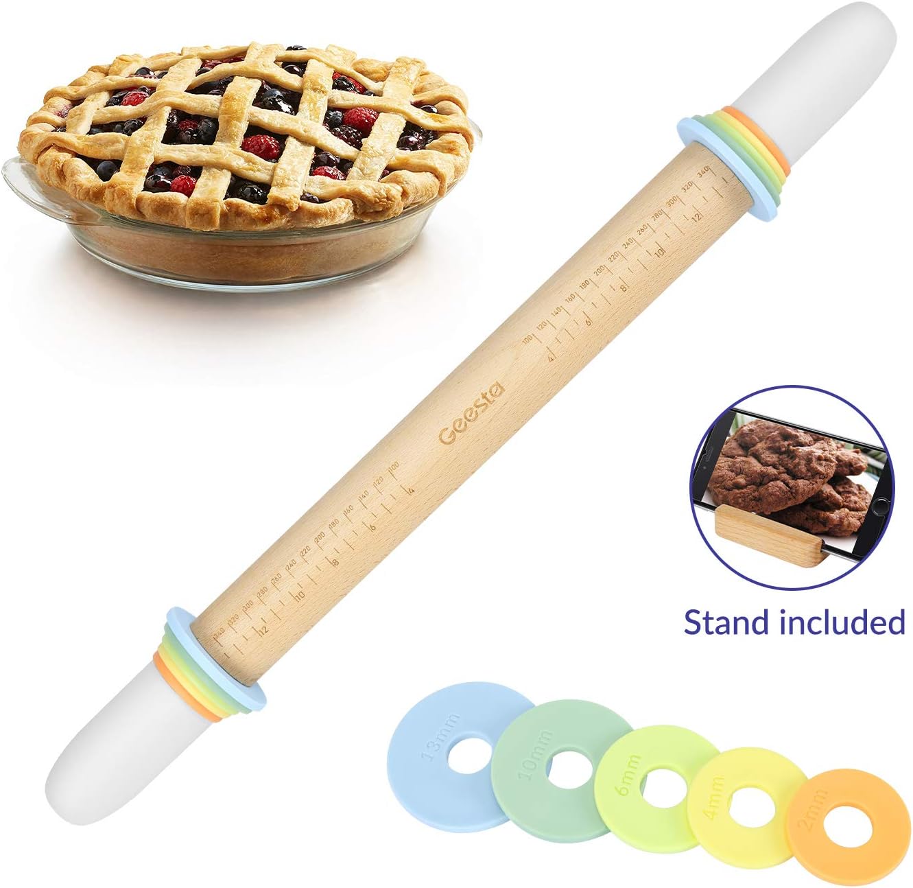 🍪 Adjustable Teak Wood Rolling Pin | Precise, Durable & Easy to Use 🍞