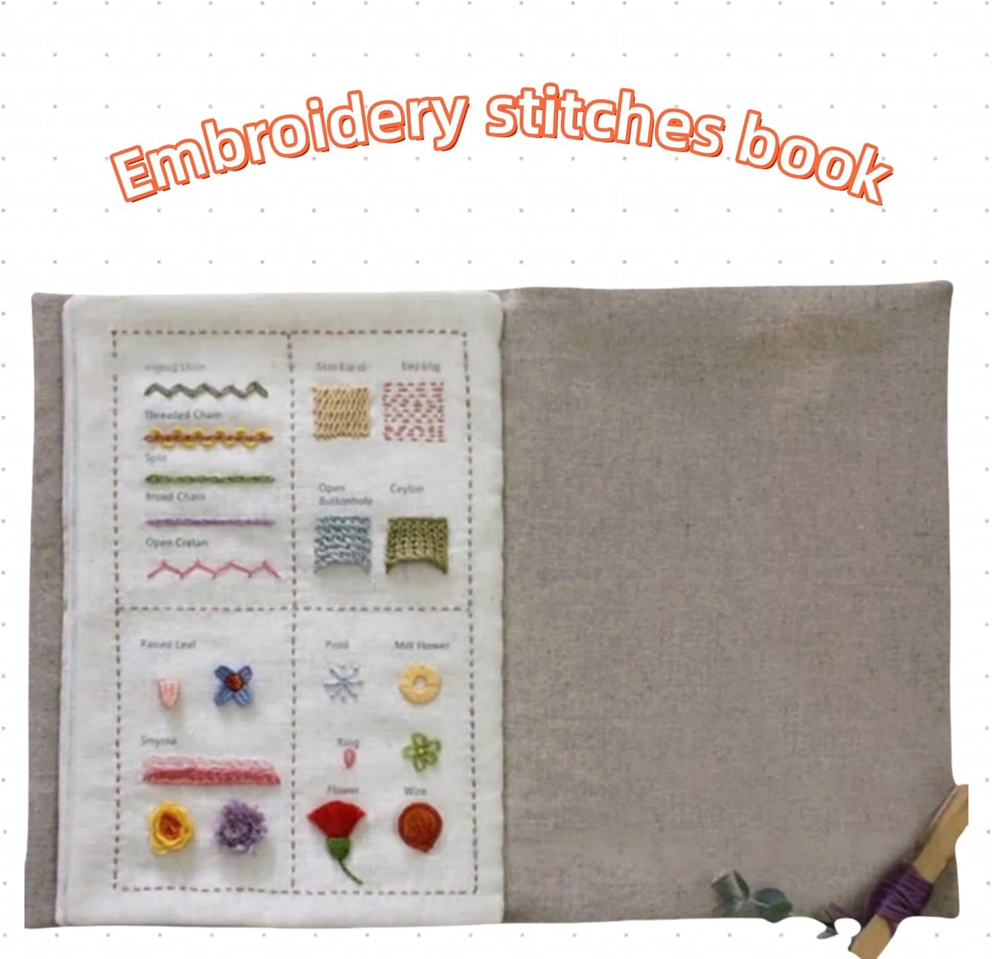 🧵 Embroidery Stitch Book Kit | 86–106 Stitches · Linen Fabric · Beginner-Friendly 🎨