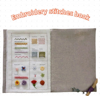 🧵 Embroidery Stitch Book Kit | 86–106 Stitches · Linen Fabric · Beginner-Friendly 🎨