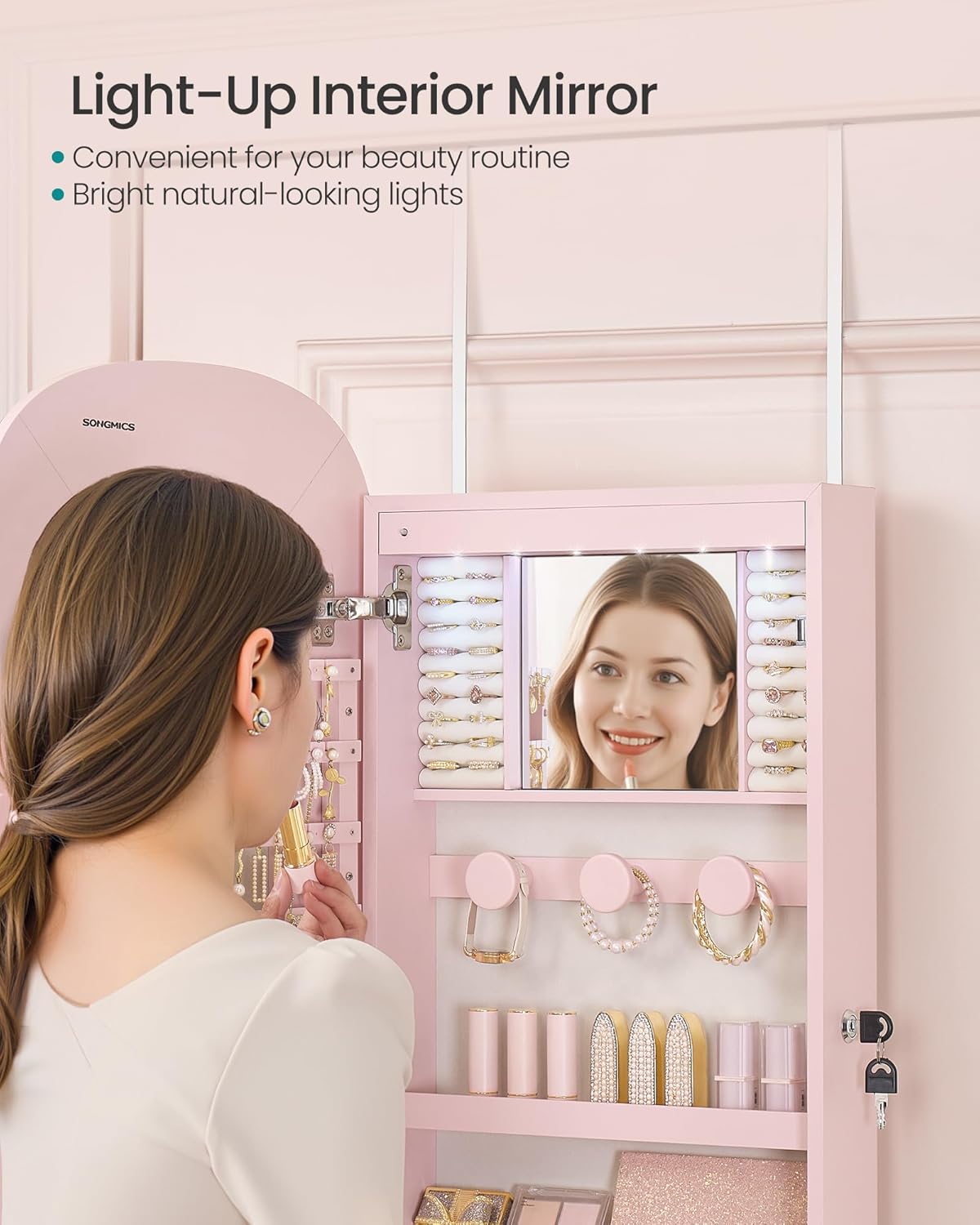 🎁Full-Length Mirror Storage Cabinet—Wall-Mounted Jewelry & Makeup Organizer