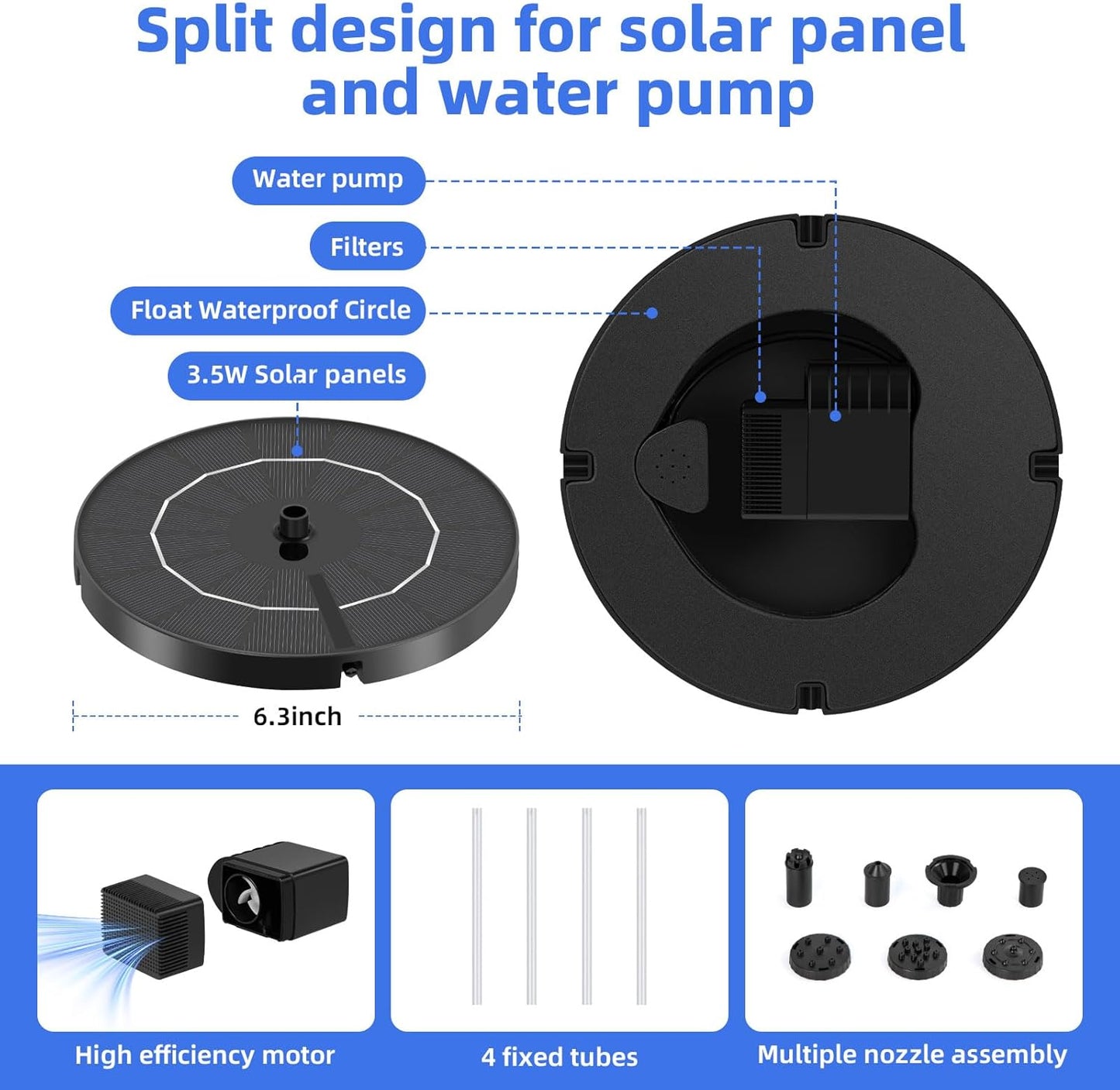 Solar Fountain Pump for Bird Bath
