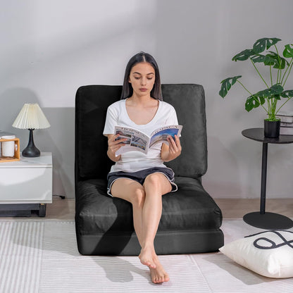 3-in-1 Folding Sofa Bed with Pillow, Memory Foam Bean Bag Chair, Large Convertible Couch for Adults Play Together, Bedroom, Living Room, Apartment(Beige)