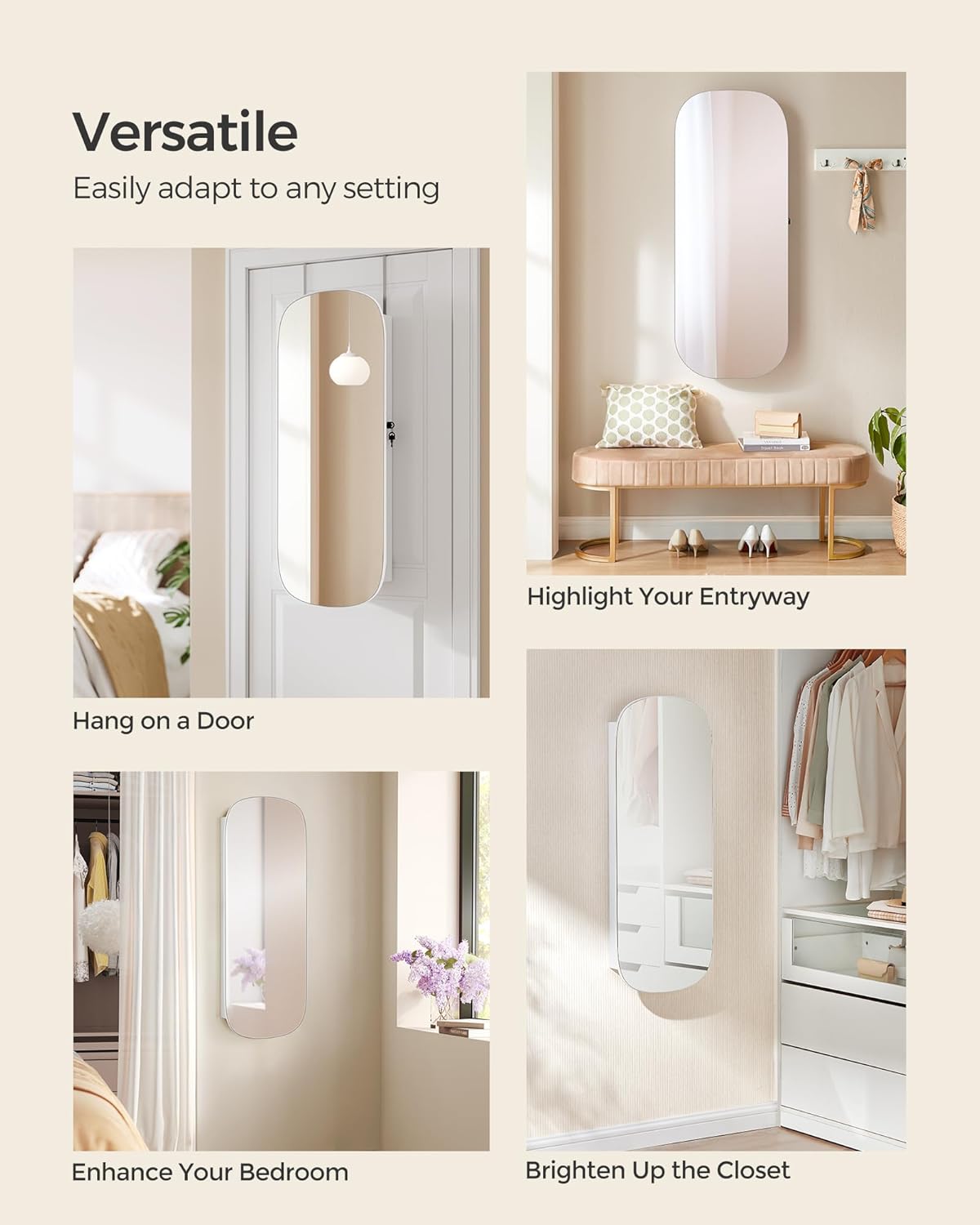 🎁Full-Length Mirror Storage Cabinet—Wall-Mounted Jewelry & Makeup Organizer