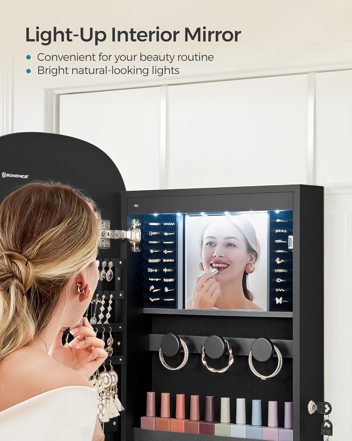 🎁Full-Length Mirror Storage Cabinet—Wall-Mounted Jewelry & Makeup Organizer