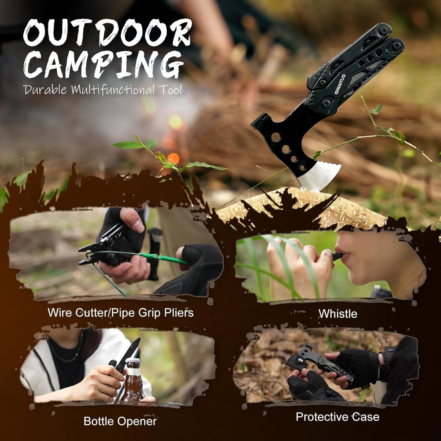 🔧 16-in-1 Multitool Camping Axe | Knife · Pliers · Fire Starter · Portable Case 🔥